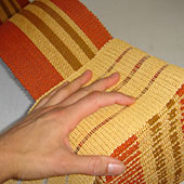 prepared pieces from the loom